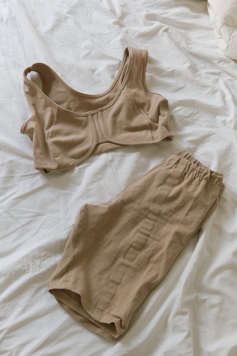 Neutral Intimate Sleepwear on White Sheet Flatlay